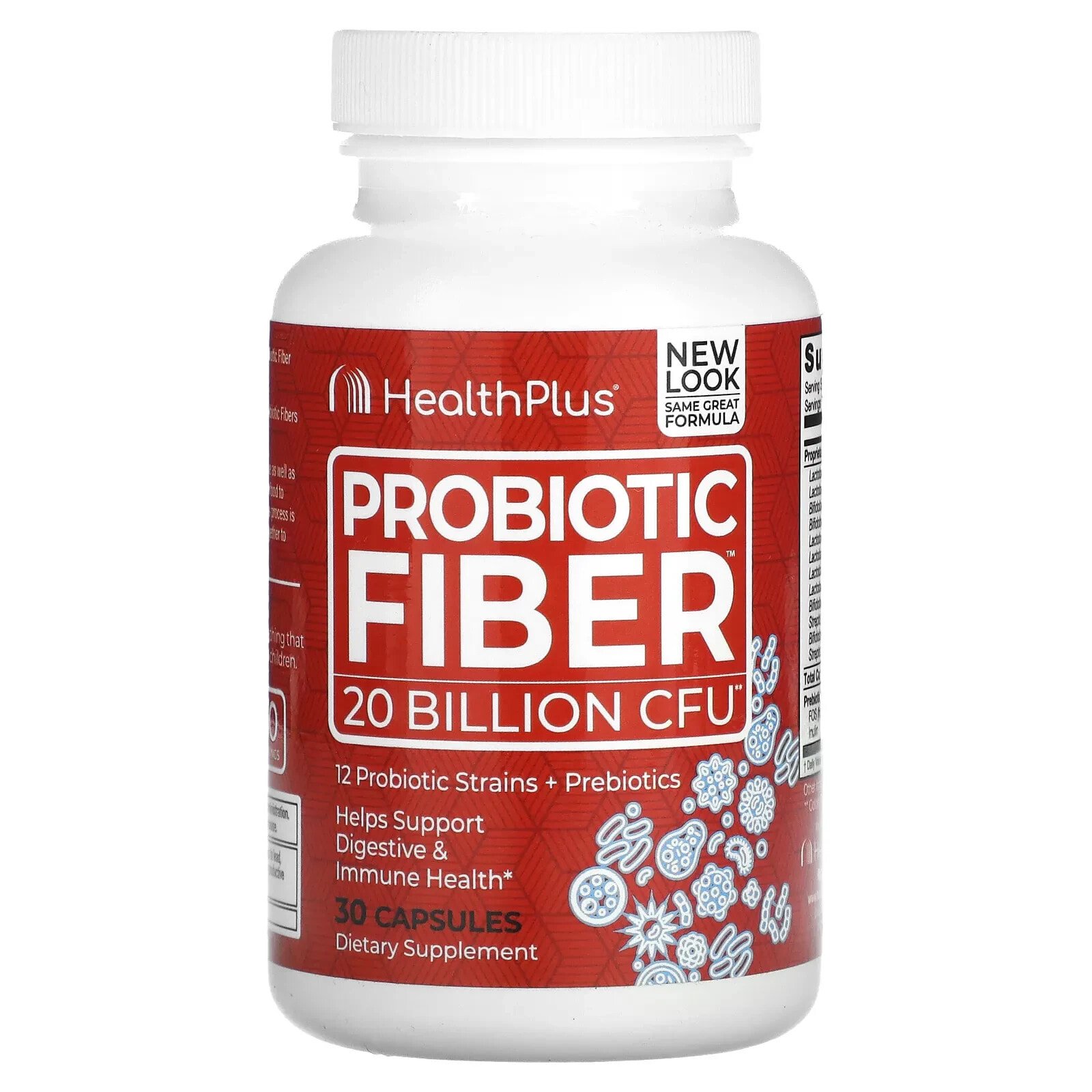 Probiotic Fiber, 20 Billion CFU, 30 Capsules