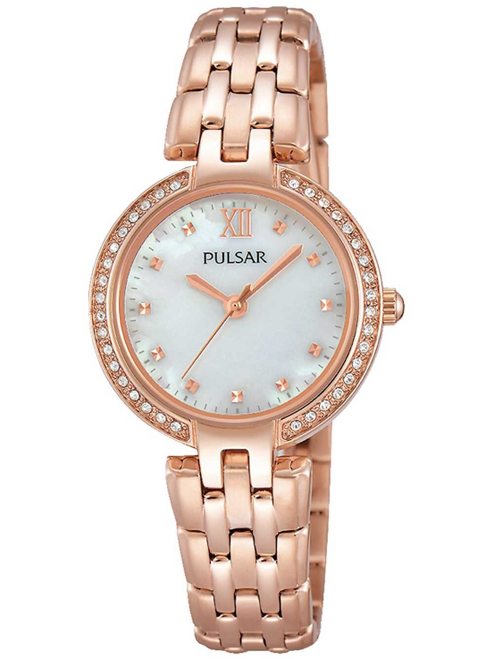 Женские наручные кварцевые часы Pulsar ремешок из нержавеющей стали. Водонепроницаемость-3 АТМ. Закаленное минеральное стекло.