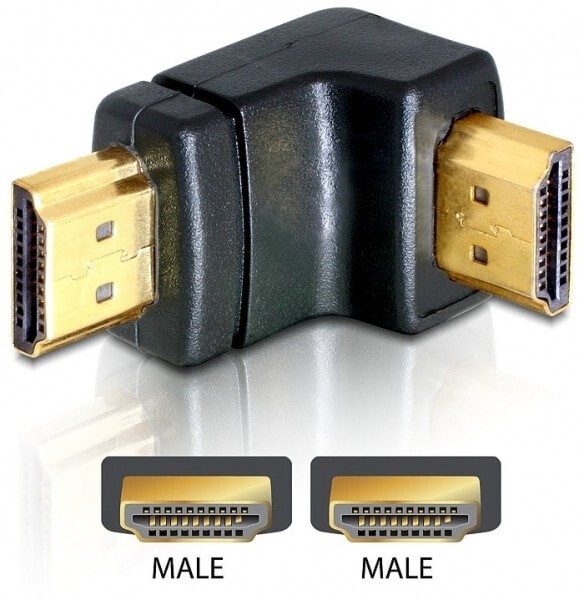 DeLOCK Adapter HDMI male > HDMI male 90° down HDMI 1.3 Черный 65073