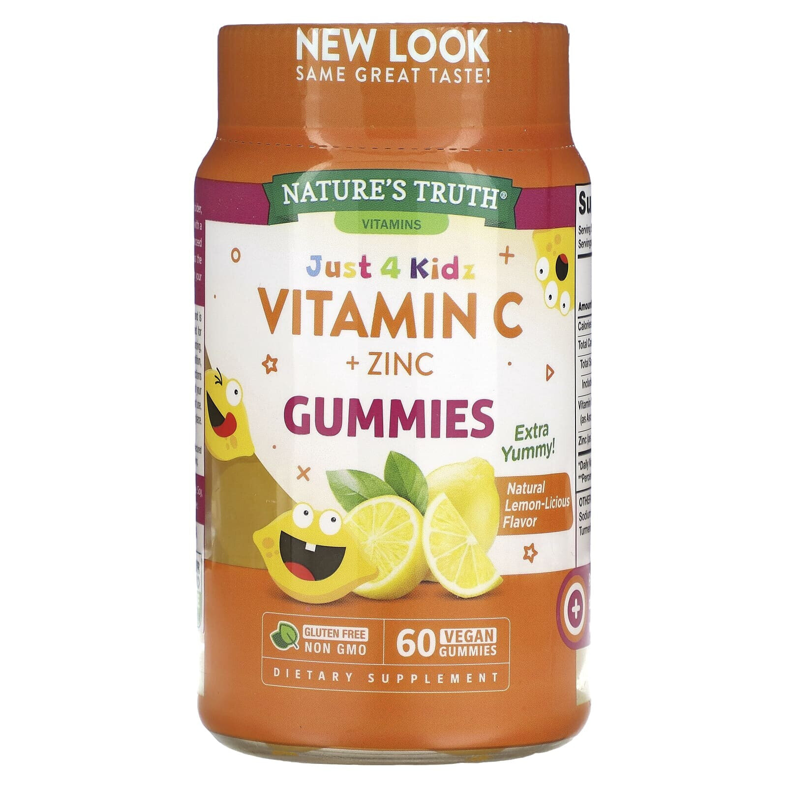Just 4 Kids, Vitamin C + Zinc, Natural Lemon-Licious, 60 Vegan Gummies