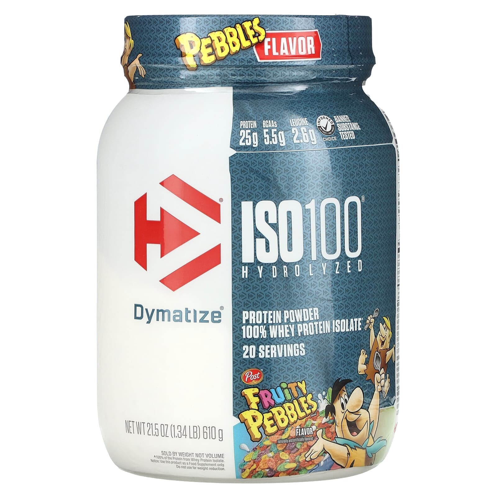 Dymatize, Гидролизованный ISO 100, 100% изолят сывороточного протеина, фруктовые шарики, 600 г (1,3 фунта)