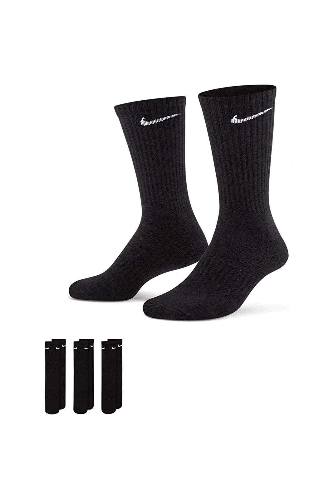 Everday Cushion Spor Uzun Siyah Unisex Çorap 3 Çift 38-42 Numara