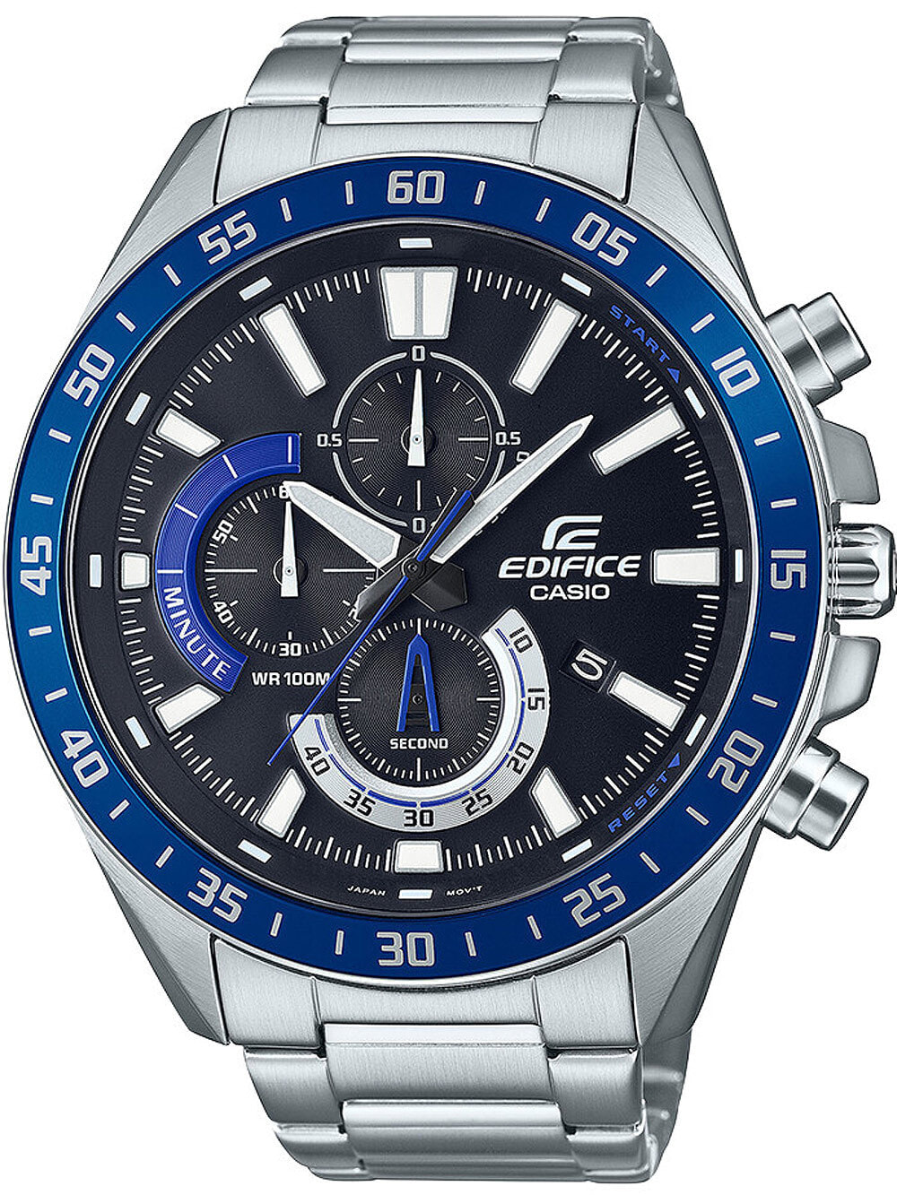 Мужские наручные часы с серебряным браслетом Casio EFV-620D-1A2VUEF Edifice Herren 49mm 10ATM