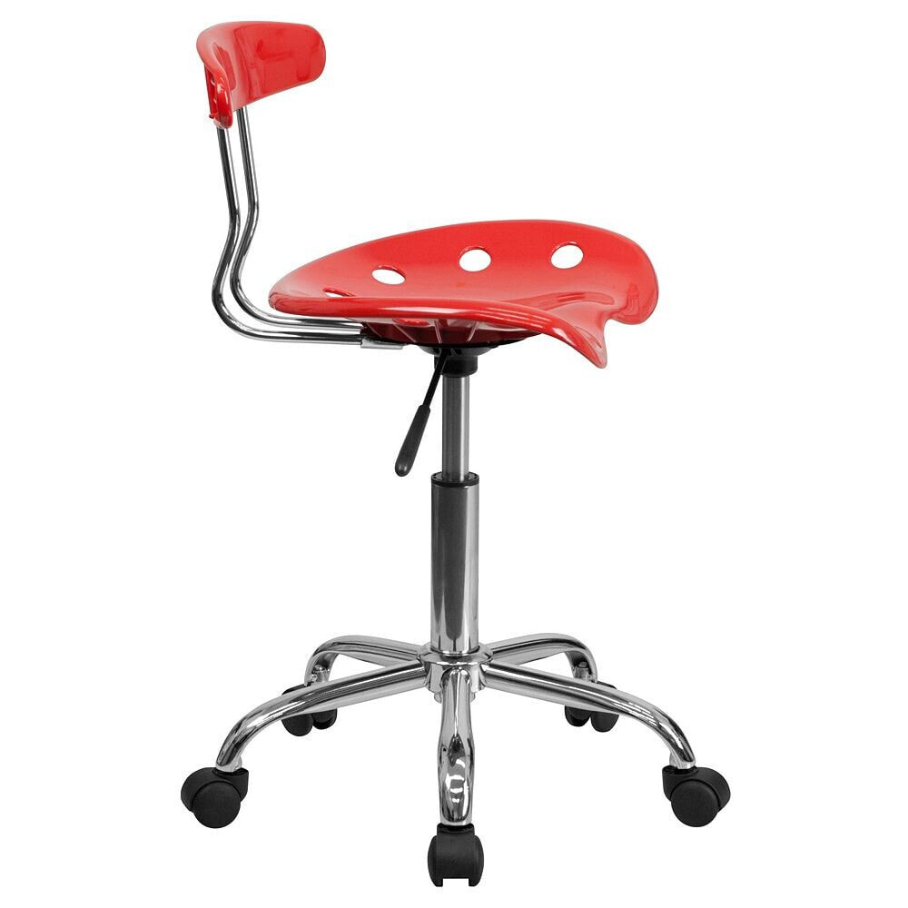 Flash Furniture vibrant Cherry Tomato And Chrome Swivel Task Chair With Tractor Seat