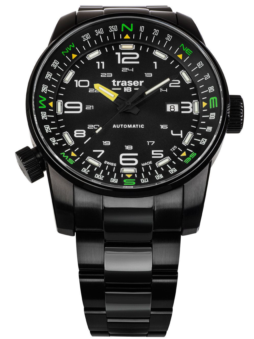 Мужские наручные часы с черным браслетом Traser H3 109522 P68 Pathfinder automatic 46mm 10ATM