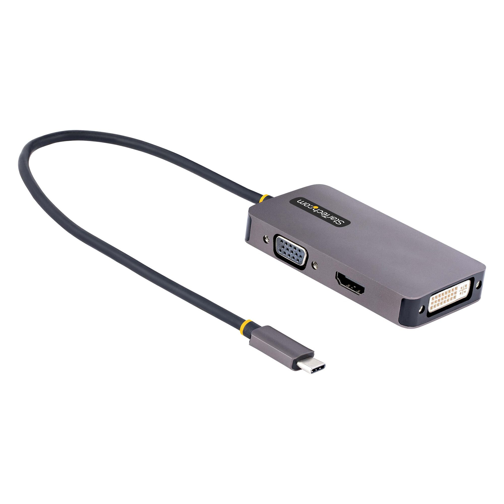 StarTech.com 118-USBC-HDMI-VGADVI USB графический адаптер 3840 x 2160 пикселей Серый