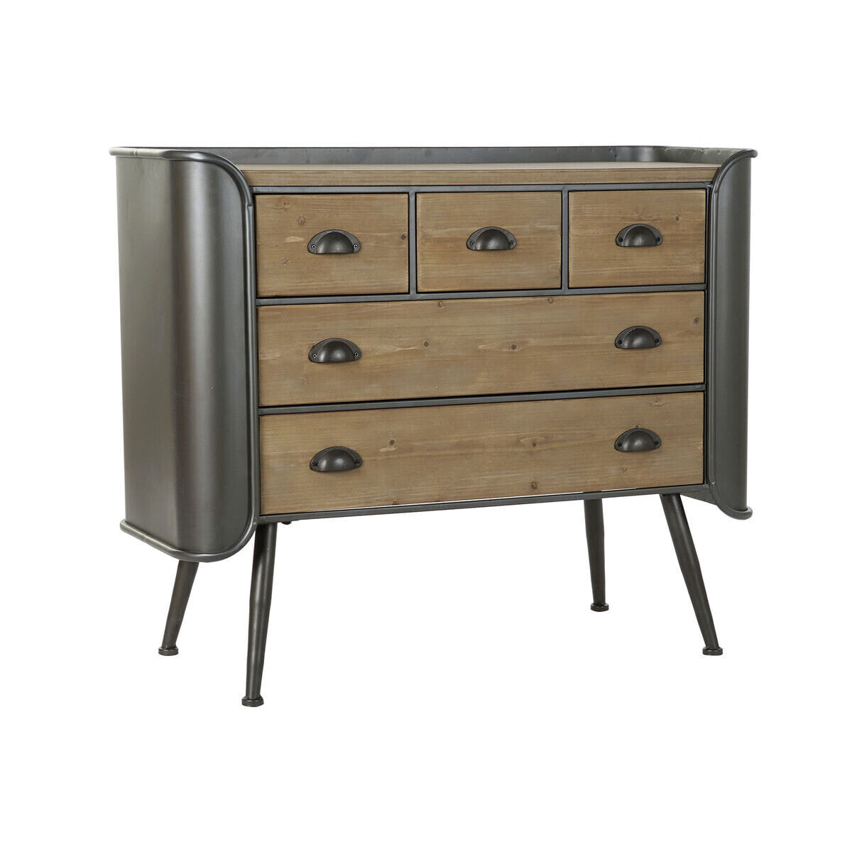 Chest of drawers DKD Home Decor Grey Natural Metal Fir Loft 97 x 37 x 79 cm