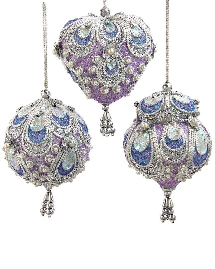 Kurt Adler Set Of 3 3-5.5In Ornaments Multicolor