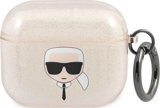 Karl Lagerfeld Etui ochronne KLA3UKHGS Glitter Karl`s Head do AirPods 3 srebrne