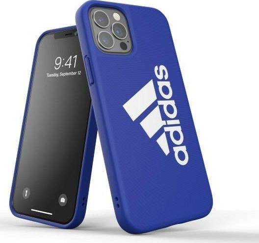 чехол силиконовый iPhone 12/1 2 Pro синий с логотипом adidas