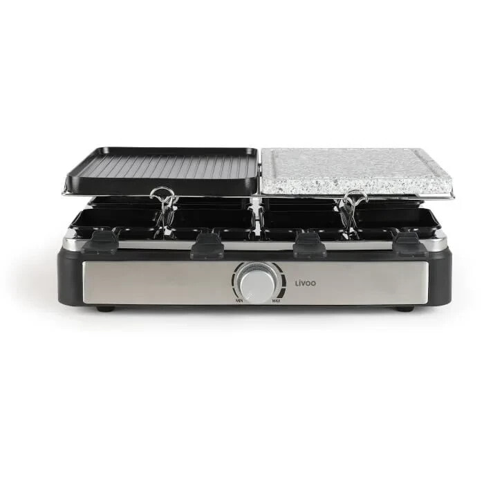 LIVOO Raclette-Grill 8 Personen herausnehmbare Tabletts aus Stein und Aluminiumguss