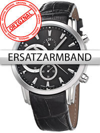 Ремешок или браслет для часов Bossart Replacement Strap Leather BW-1104 Black Silver Clasp