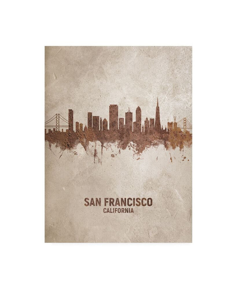 Trademark Global michael Tompsett San Francisco California Rust Skyline Canvas Art - 15.5