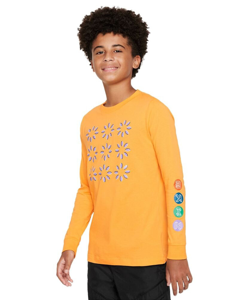 Nike big Kids Sportswear Relaxed-Fit Printed Long-Sleeve T-Shirt