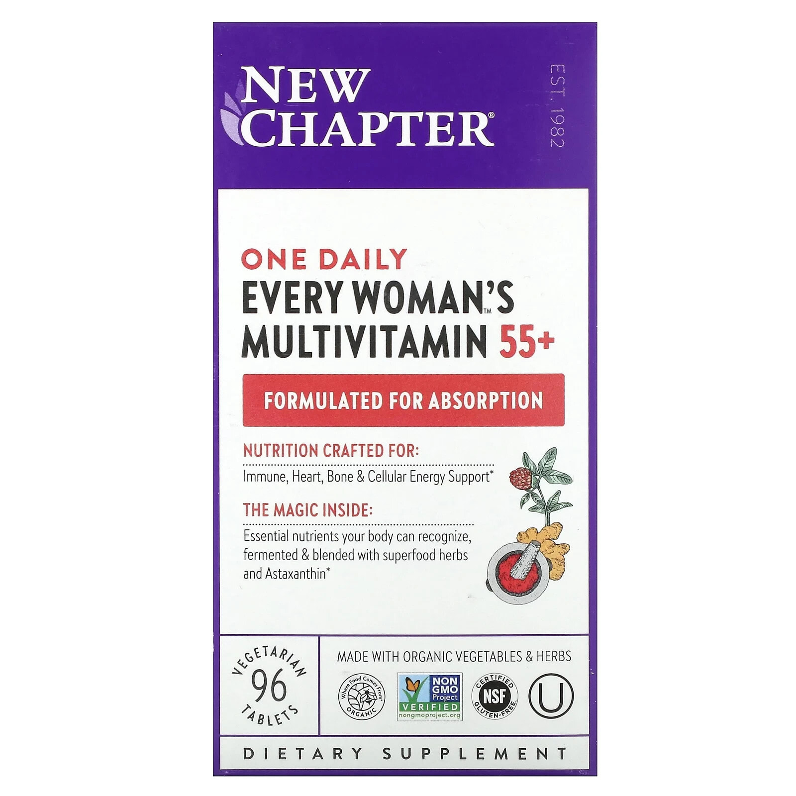 New Chapter, Every Woman's One Daily 55+ Multivitamin, 72 Vegetarian Tablets