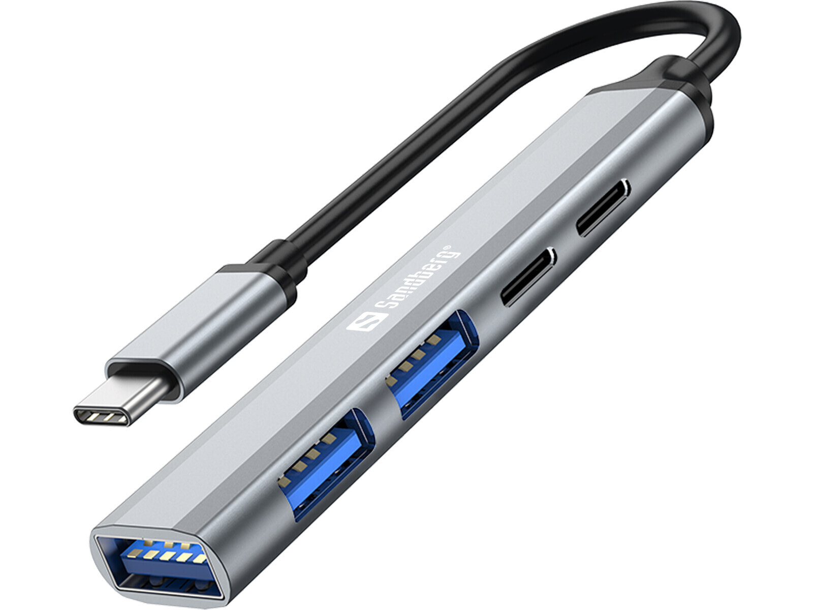 Sandberg 336-50 хаб-разветвитель USB Type-C 5000 Мбит/с Серый