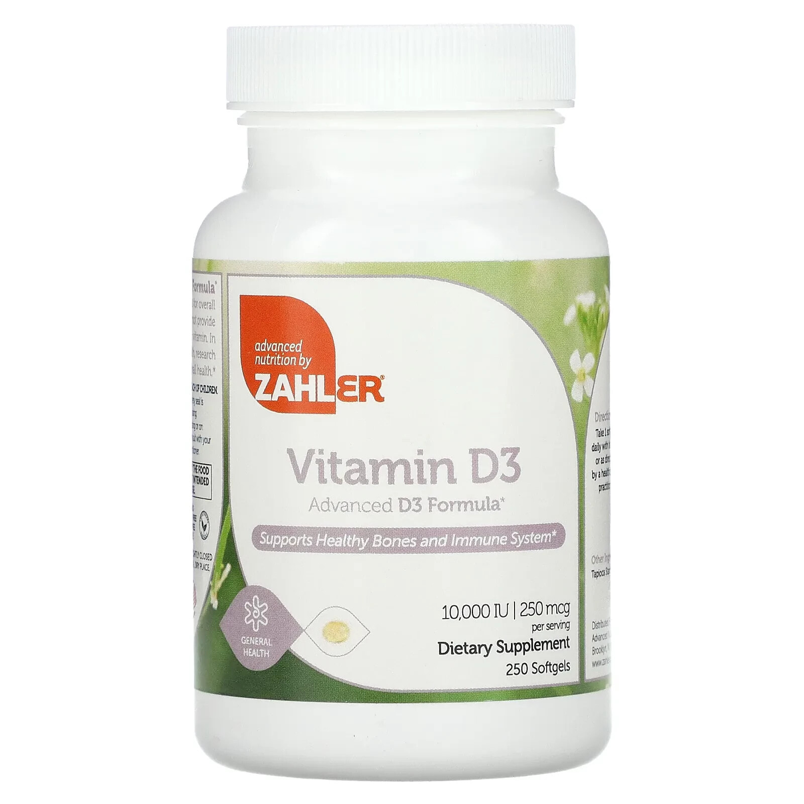 Zahler, Vitamin D3, Advanced D3 Formula, 75 mcg (3,000 IU) , 250 Softgels