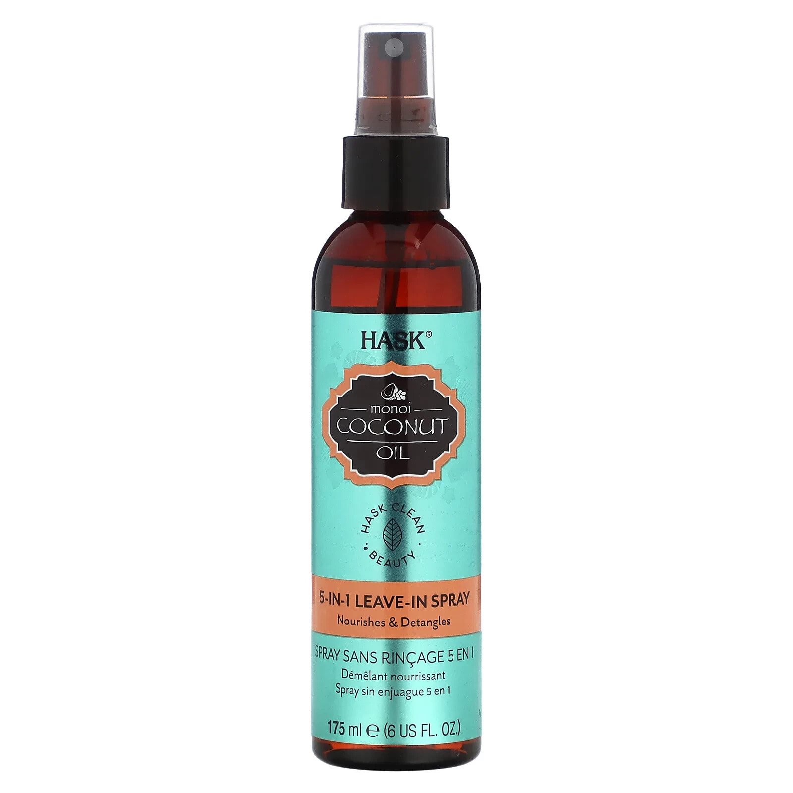 Hask Beauty, Monoi Coconut Oil, 5-In-1 Leave in Spray, 6 fl oz (175 ml)