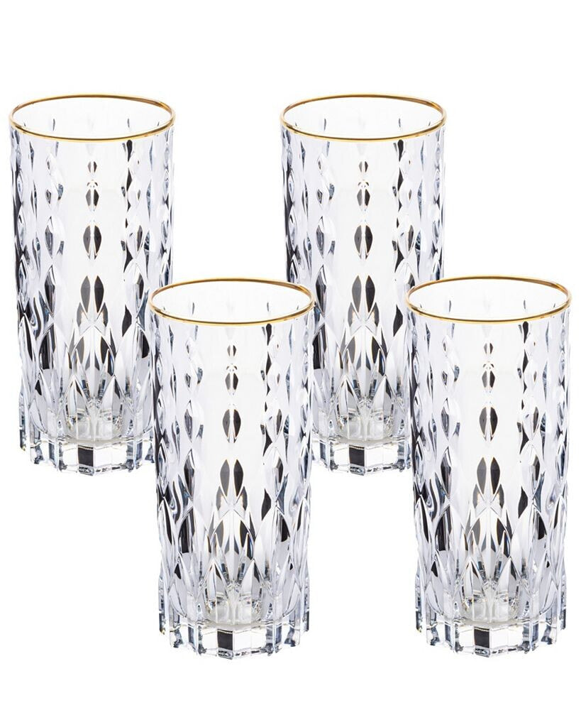 Lorren Home Trends marilyn Gold-Tone High Ball Tumblers, Set of 4