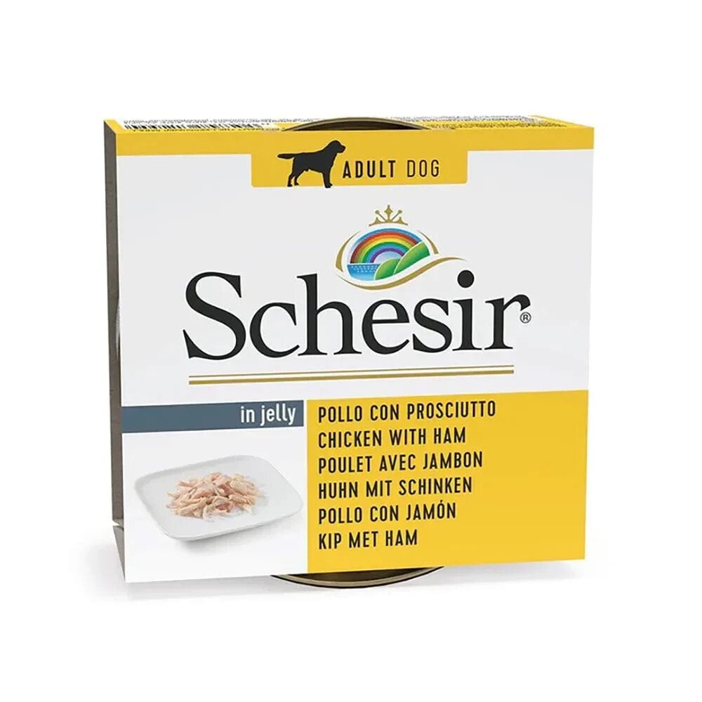 SCHESIR In jelly chicken with ham wet dog food 150g