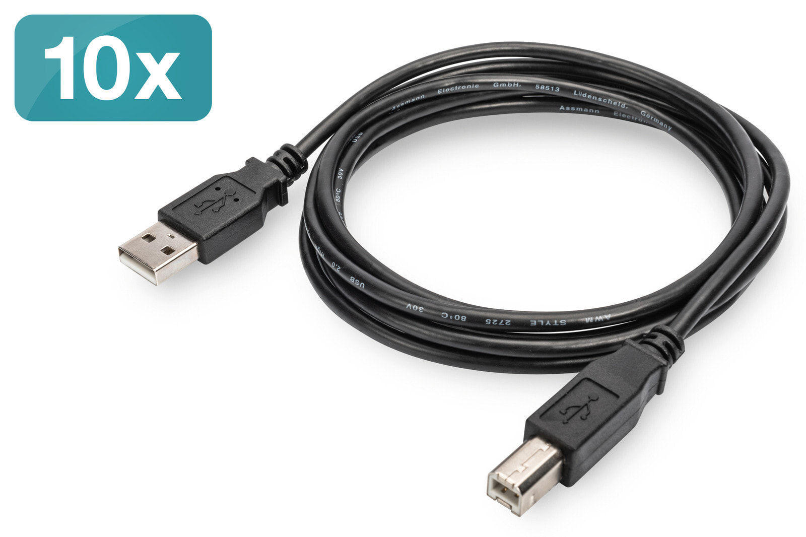 ASSMANN Electronic AK-990941-018-S USB кабель 1,8 m 2.0 USB A USB B Черный
