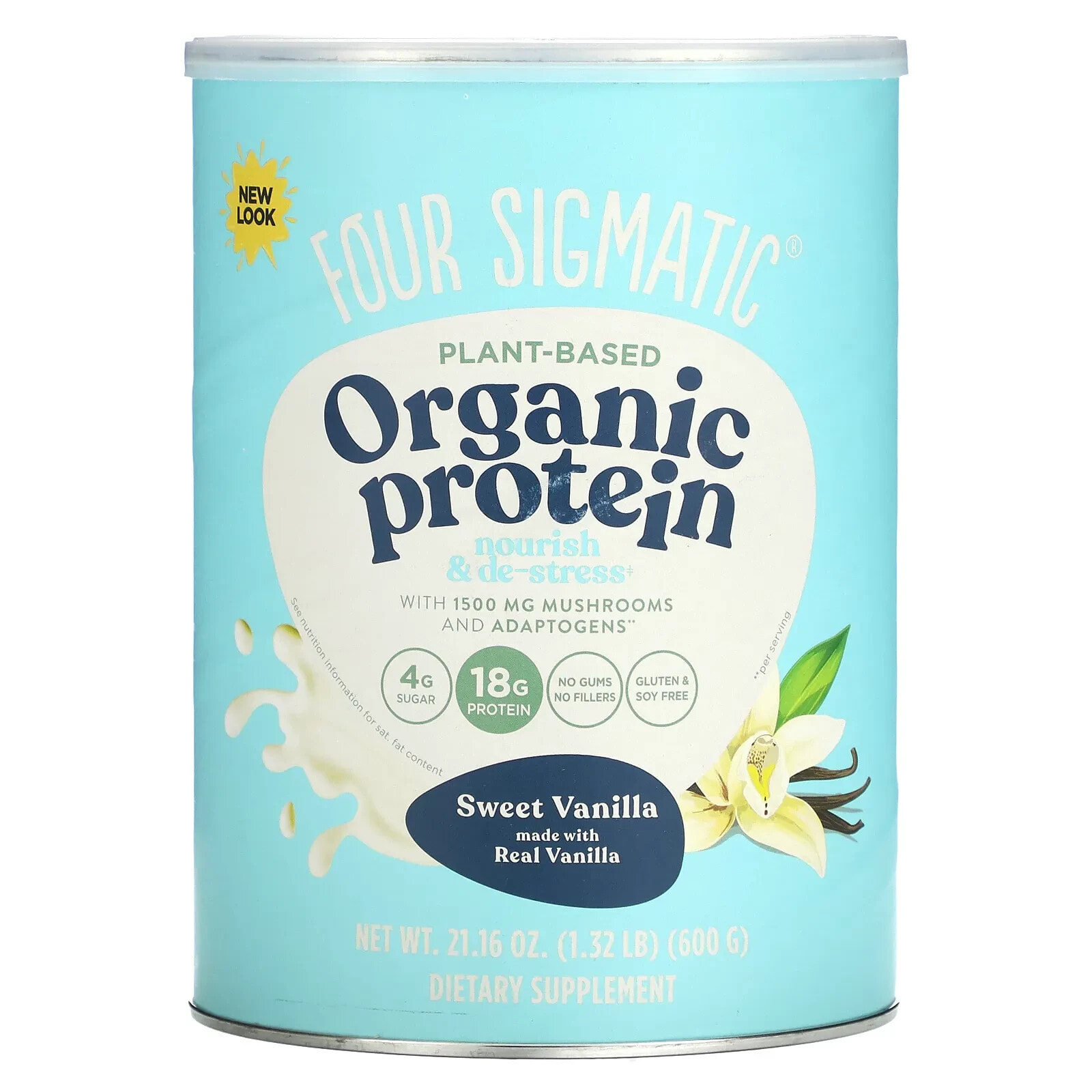 Plant-Based Organic Protein , Sweet Vanilla, 1.32 lb (600 g)