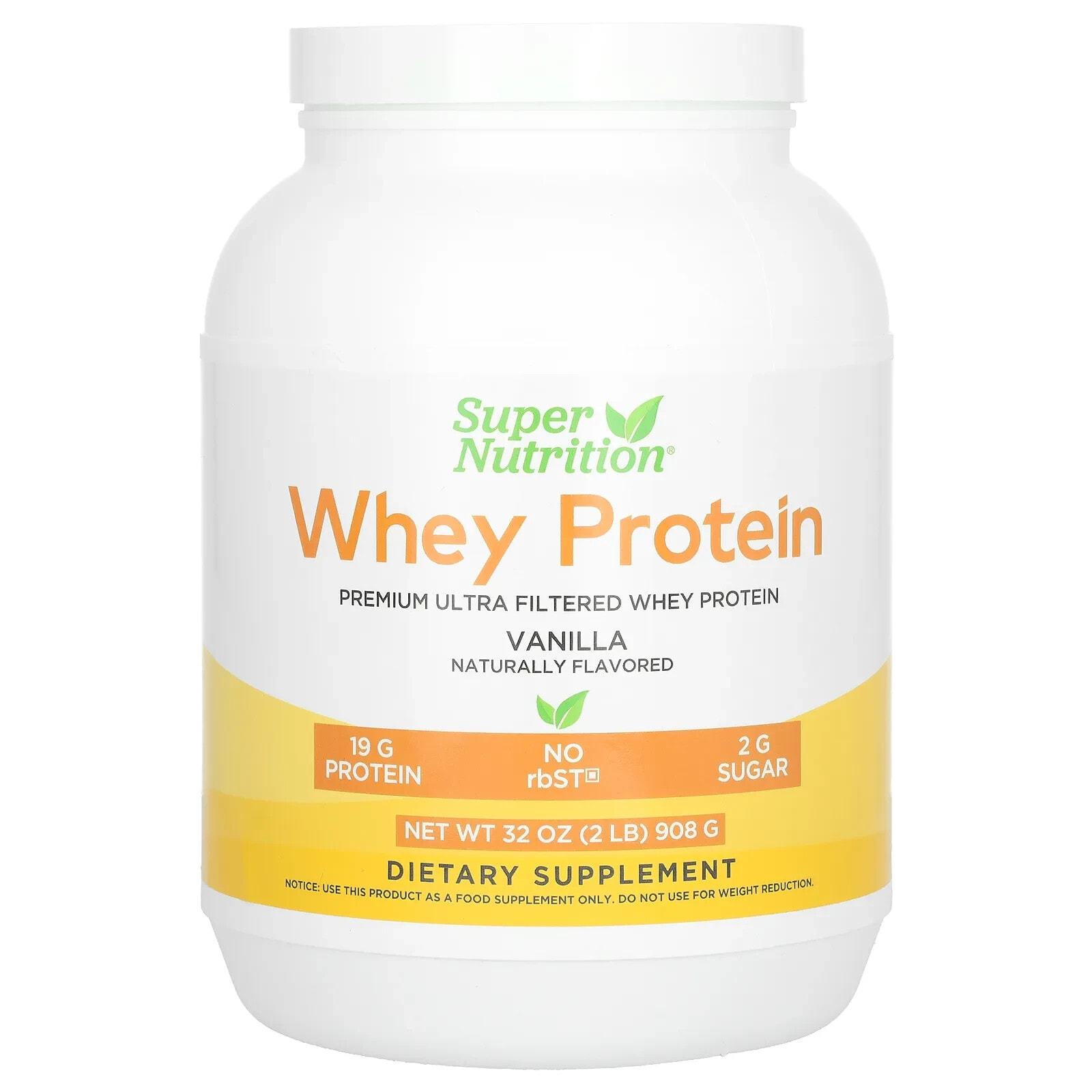 Ultra Filtered Whey Protein Powder, Non-GMO, rbST Free, Vanilla, 2 lb (908 g)