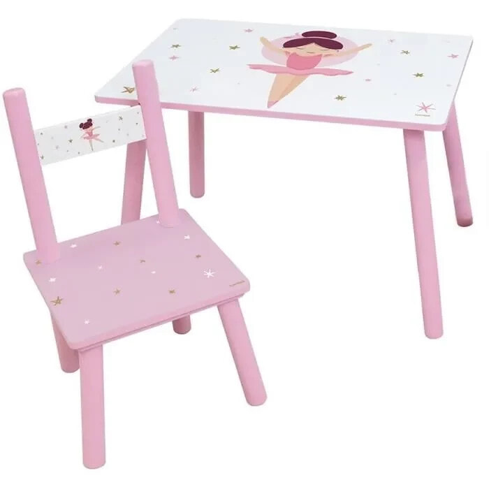 FUN HOUSE Tnzer Ballerina Tisch H 41,5 cm x B 61 cm x T 42 cm mit einem Stuhl H 49,5 cm x B 31 cm x T 31,5 cm - Fr Kinder