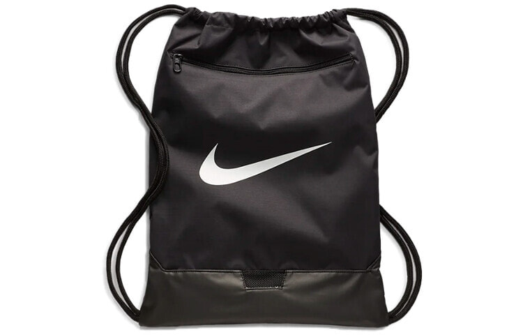 Nike 耐克 Brasilia 白Logo抽绳训练 聚酯纤维 健身包书包背包双肩包 男女同款情侣款 黑色 / Рюкзак Nike Brasilia Logo BA5953-010