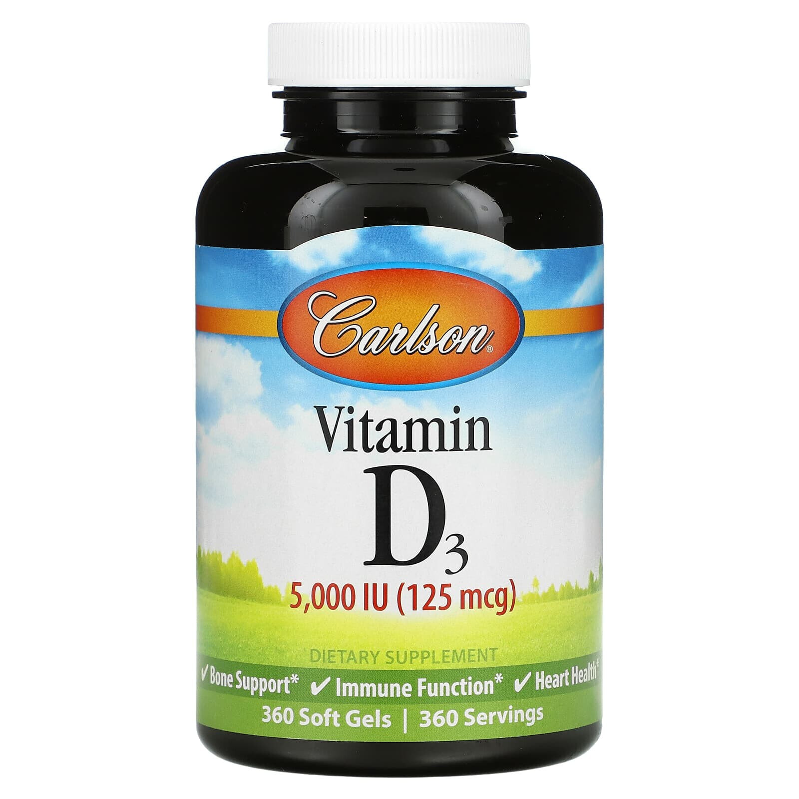 Vitamin D3, 25 mcg (1,000 IU), 250 Soft Gels