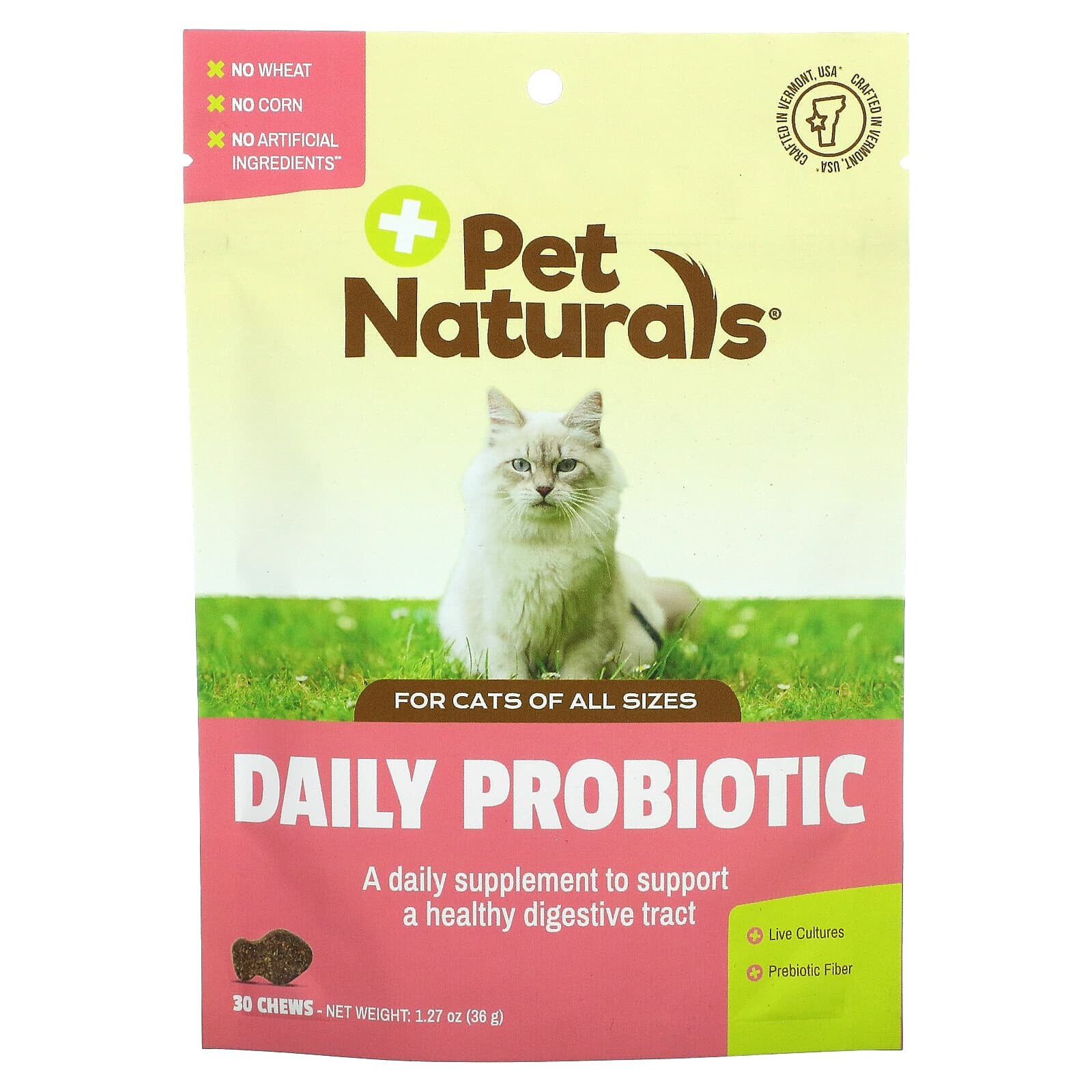 Pet Naturals of Vermont, ежедневный пробиотик, для кошек, 30 жевательных таблеток, 36 г (1,27 унции)