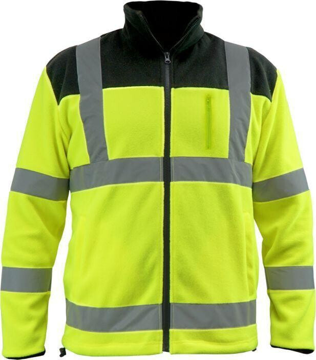 Dedra reflective fleece jacket 280g / m2, size L, yellow-black (BH80P3-L)