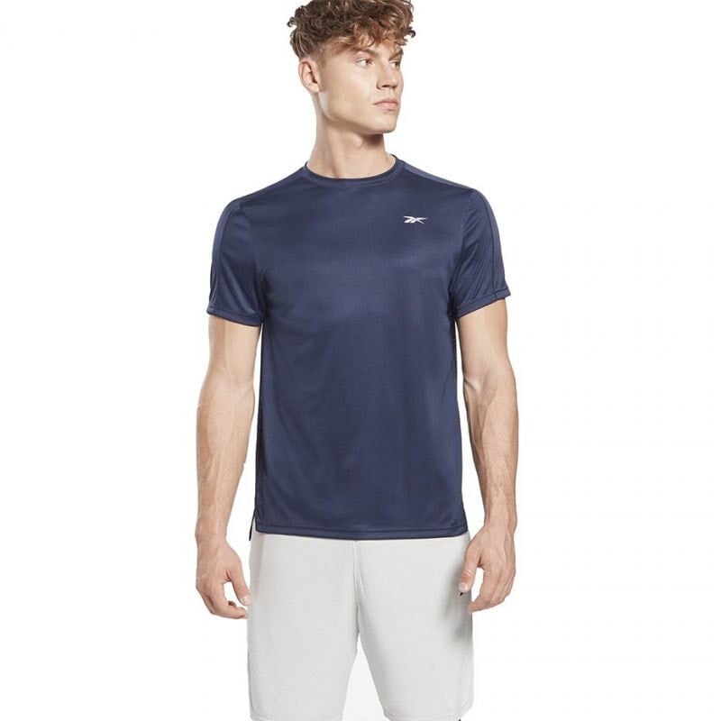 Мужская футболка спортивная синяя однотонная  Reebok Workout Ready Short Sleeve Tech Tee M GJ0872