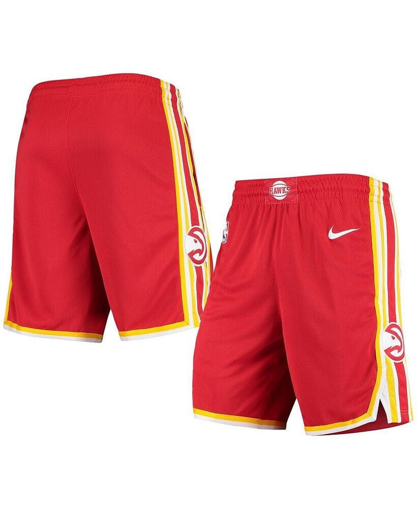 Nike men's Red, Gold Atlanta Hawks 2020/21 Association Edition Performance Swingman Shorts