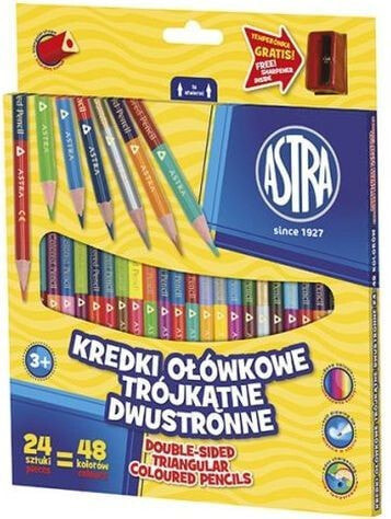 Набор цветных карандашей для рисования Astra Kredki ołówkowe dwustronne trójkątne 24 = 48 kolorów