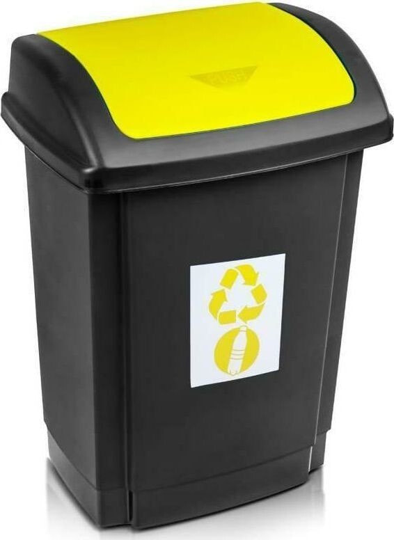 Plast Team waste bin for recycling, tilting 25L yellow (TEA000445)