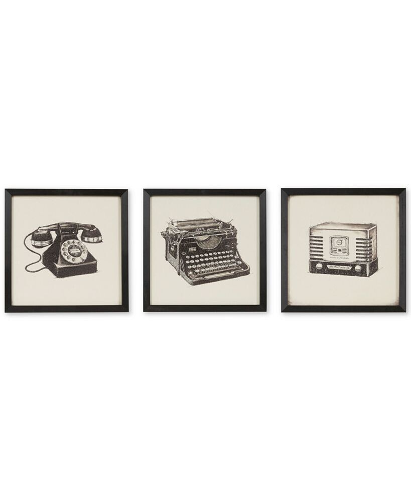 JLA Home intelligent Design Vintage Models 3-Pc. Gel-Coated Print Shadowbox Set