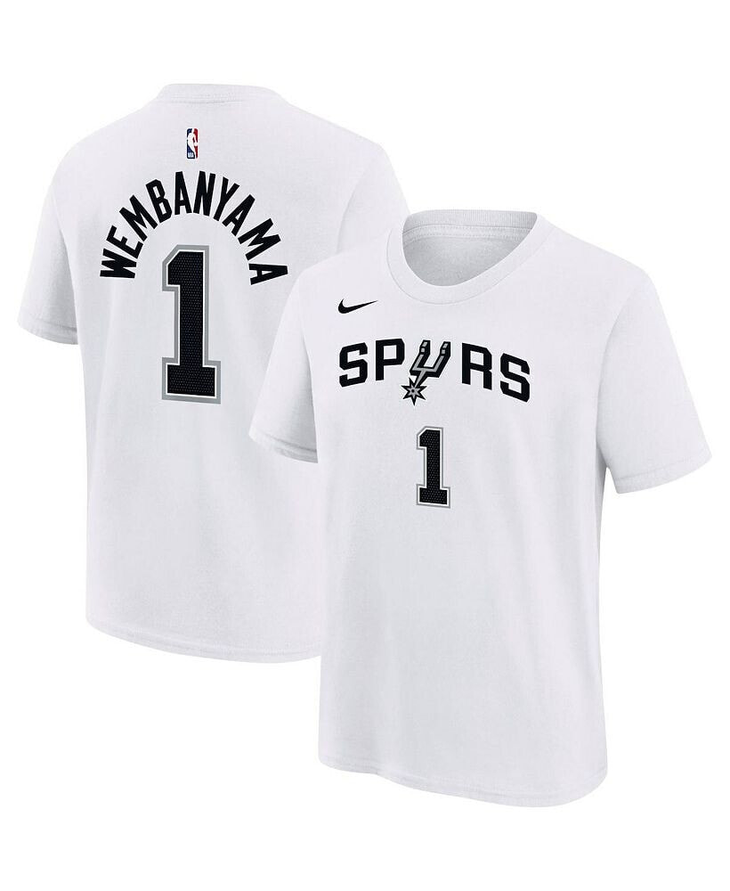 Nike big Boys Victor Wembanyama White San Antonio Spurs Name and Number Association T-shirt