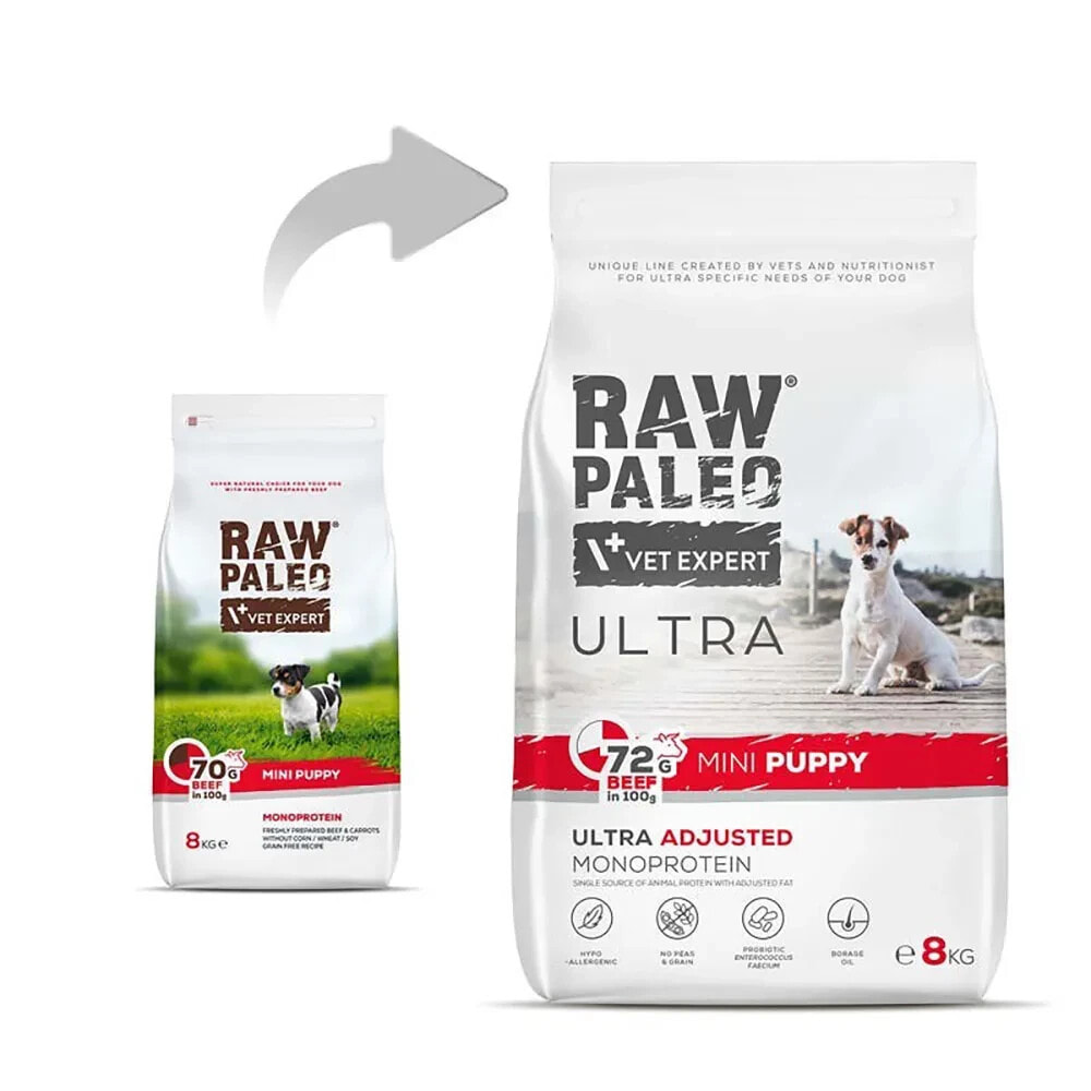 RAW PALEO Ultra mini beef small breeds dog food 8kg