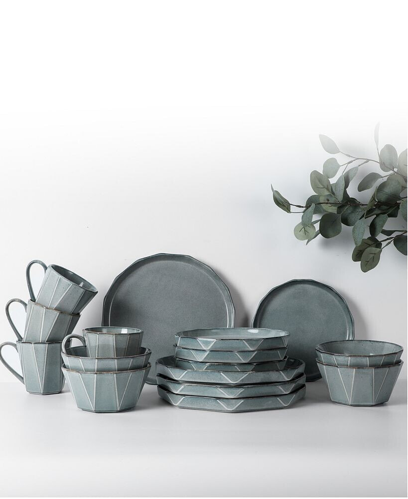 Table 12 stonewashed 16-Pc Dinnerware Set, Service for 4