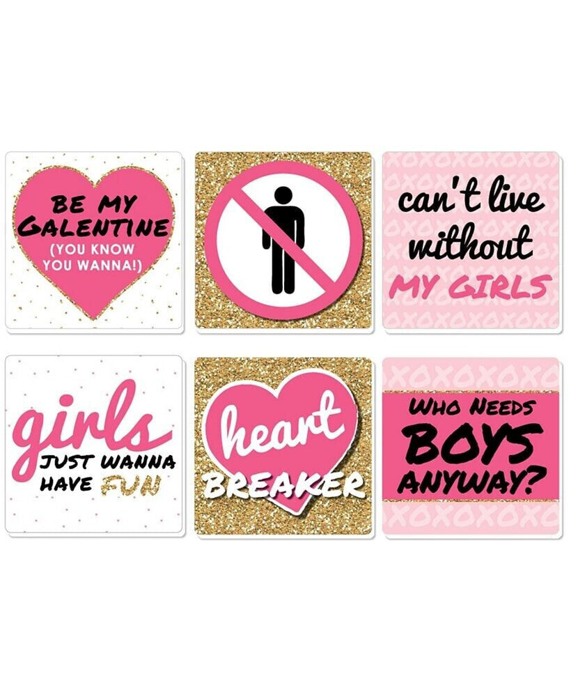 Big Dot of Happiness be My Galentine - Funny Valentine's Day Party Decor - Drink Coasters - Set of 6