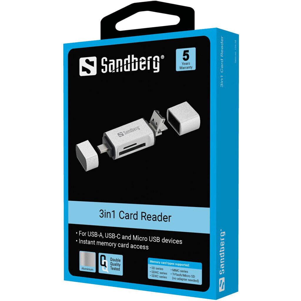 Sandberg Card Reader USB-C+USB+MicroUSB 136-28