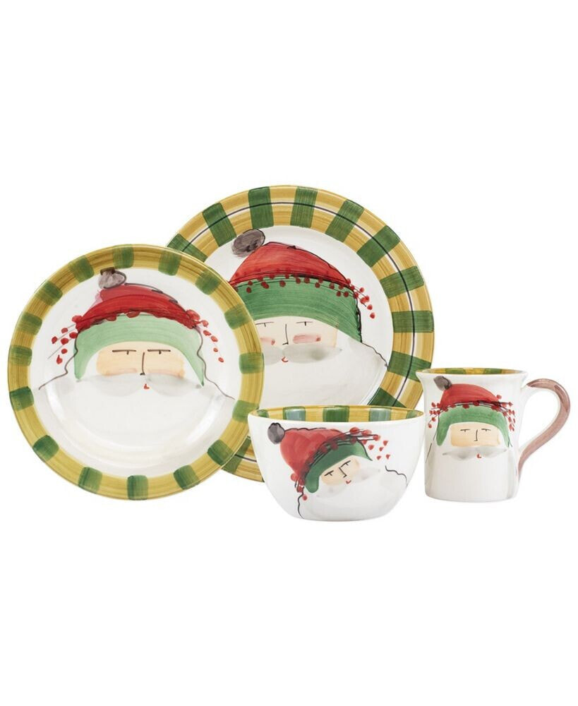 VIETRI old St. Nick Green Hat 4-Piece Place Setting