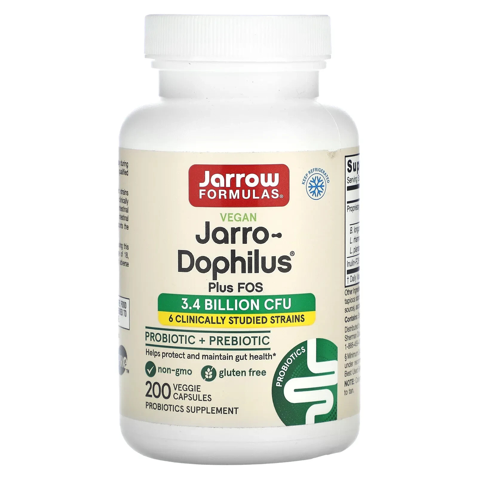 Vegan Jarro-Dophilus Plus FOS, 200 Veggie Capsules