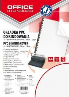 Office Products OKŁADKI DO BINDOWANIA OFFICE PRODUCTS, PVC, A4, 150MIKR., 100SZT., TRANSPARENTNE 20221515-90