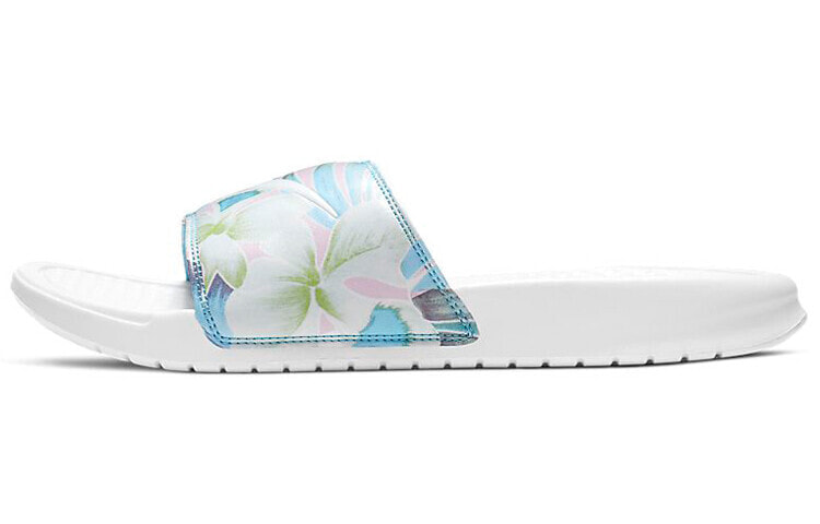 Nike Benassi JDI Floral 花卉 潮流运动拖鞋 女款 白蓝 / Сланцы Nike Benassi JDI 618919-115