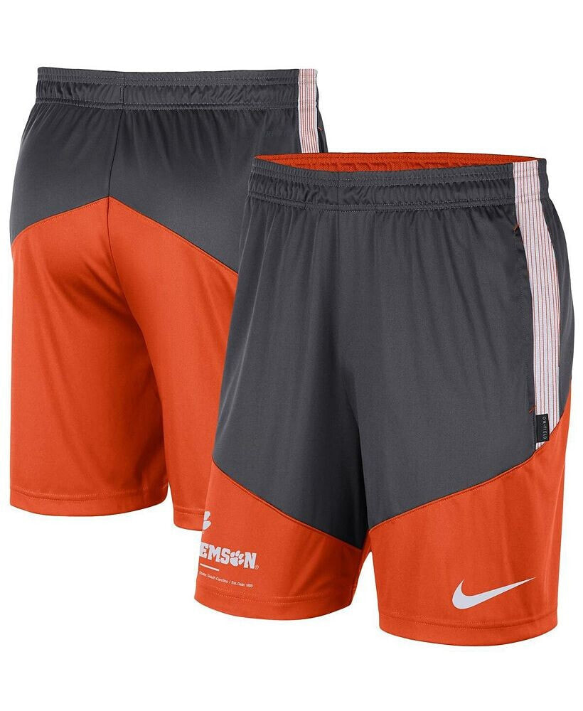 Nike men's Anthracite and Orange Clemson Tigers Team Performance Knit Shorts