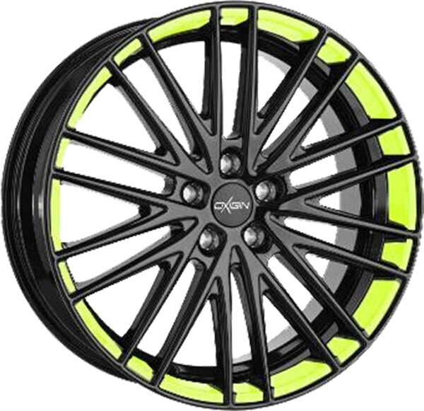 Колесный диск литой Oxigin 19 Oxspoke black foil neon yellow 8.5x18 ET42 - LK5/114.3 ML72.6