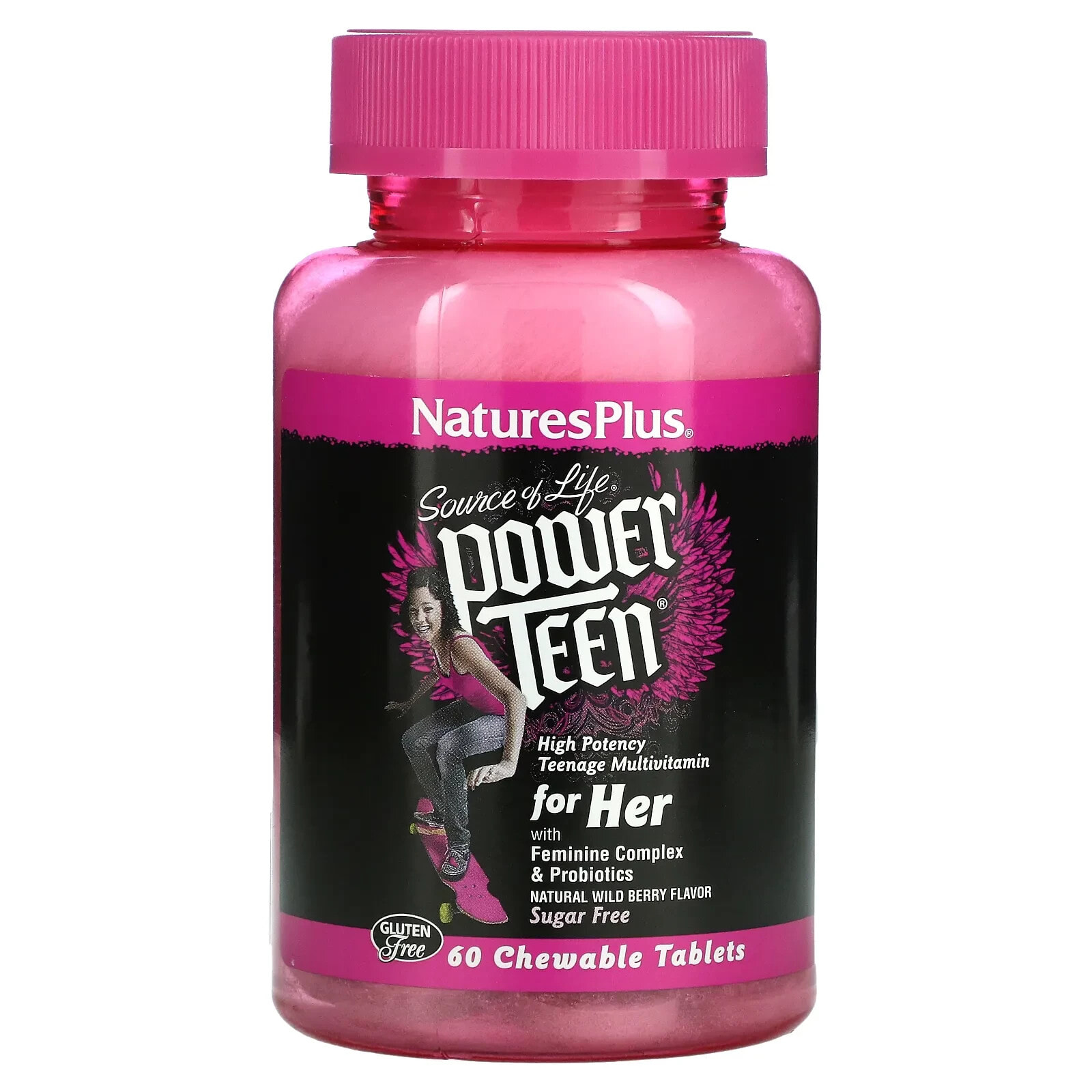 Source of Life, Power Teen, For Her, Sugar Free, Natural Wild Berry , 60 Chewable Tablets