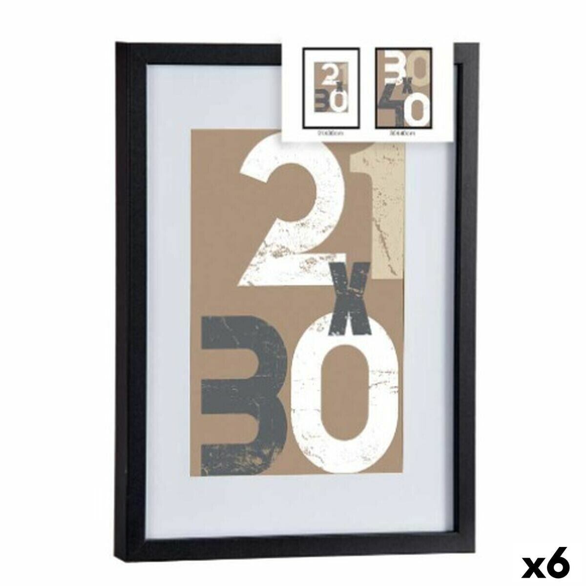 Wall photo frame Black Glass MDF Wood 32,5 x 2,5 x 42,5 cm (6 Units)